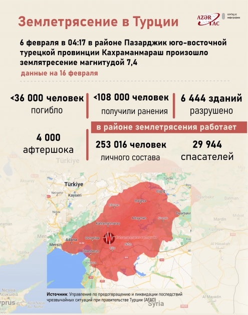 Катастрофа века: число жертв землетрясения в Турции достигло 36 тысяч 187 человек