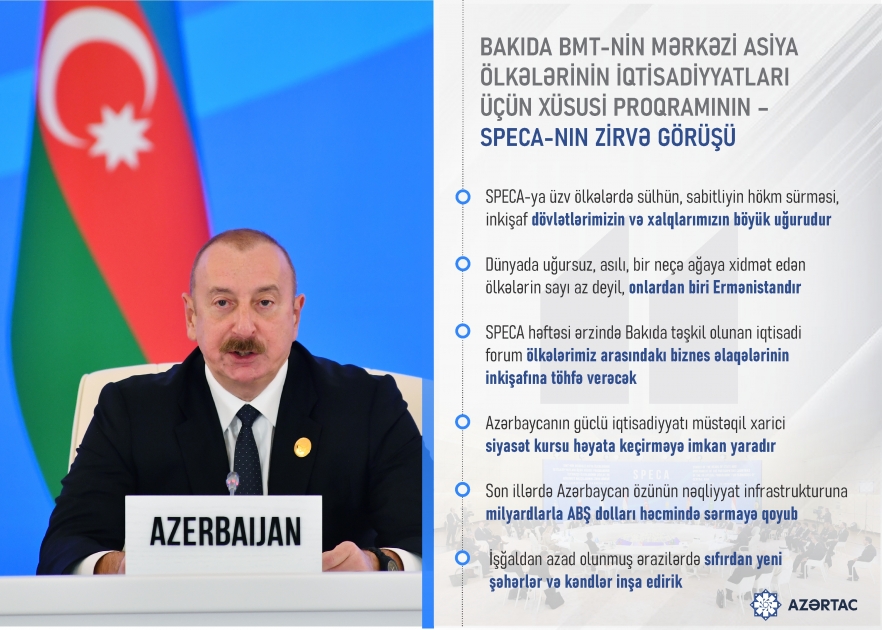 Bakıda BMT-nin Mərkəzi Asiya Ölkələrinin İqtisadiyyatları üçün Xüsusi Proqramının – SPECA-nın Zirvə görüşü keçirilib