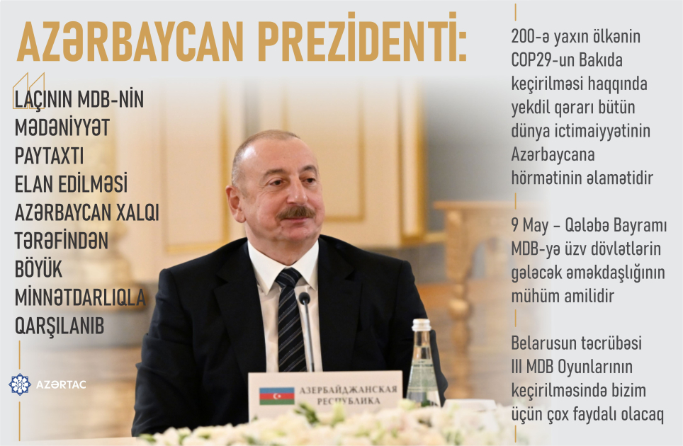 Prezident İlham Əliyev: Laçının MDB-nin mədəniyyət paytaxtı elan edilməsi Azərbaycan xalqı tərəfindən böyük minnətdarlıqla qarşılanıb