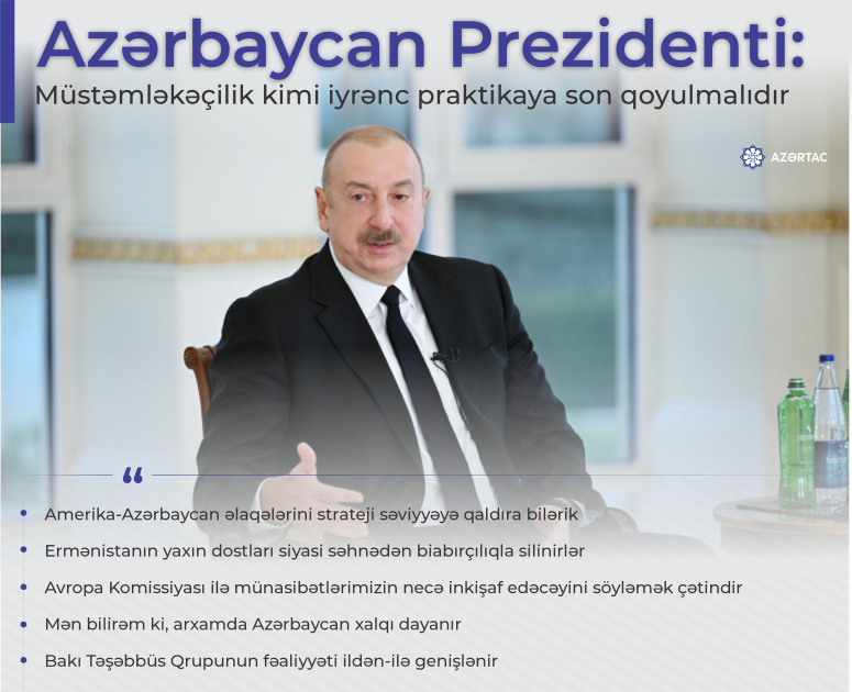 Azərbaycan Prezidenti: Müstəmləkəçilik kimi iyrənc praktikaya son qoyulmalıdır
