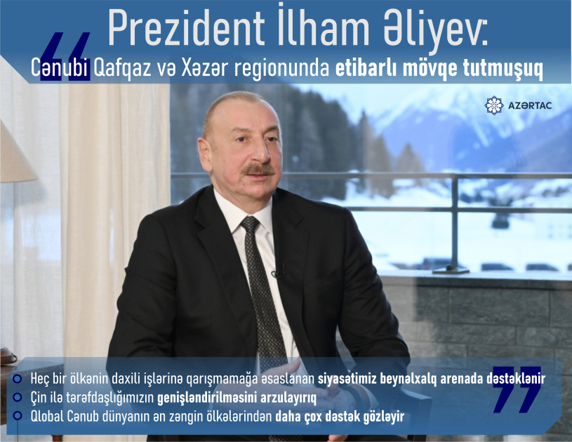 Prezident İlham Əliyev: Cənubi Qafqaz və Xəzər regionunda etibarlı mövqe tutmuşuq