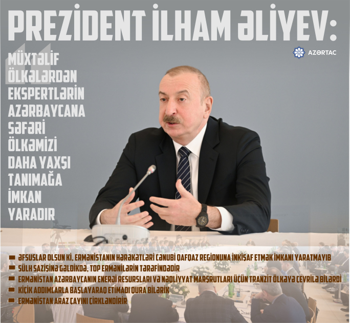 Prezident İlham Əliyev: Müxtəlif ölkələrdən ekspertlərin Azərbaycana səfəri ölkəmizi daha yaxşı tanımağa imkan yaradır