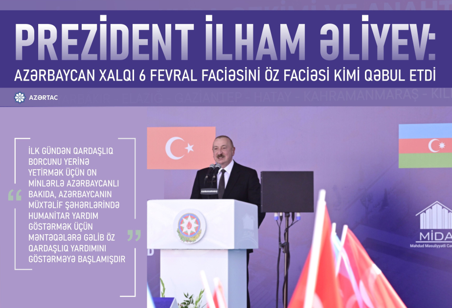 Prezident İlham Əliyev: Azərbaycan xalqı 6 fevral faciəsini öz faciəsi kimi qəbul etdi