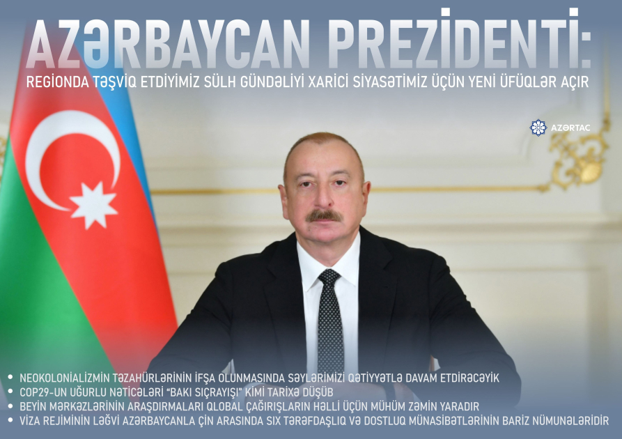 Azərbaycan Prezidenti: Regionda təşviq etdiyimiz sülh gündəliyi xarici siyasətimiz üçün yeni üfüqlər açır