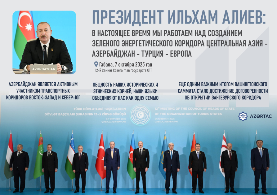 Президент Ильхам Алиев: В настоящее время мы работаем над созданием зеленого энергетического коридора Центральная Азия - Азербайджан - Турция - Европа