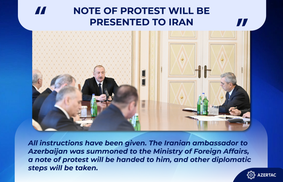 President Ilham Aliyev: Note of protest will be presented to Iran