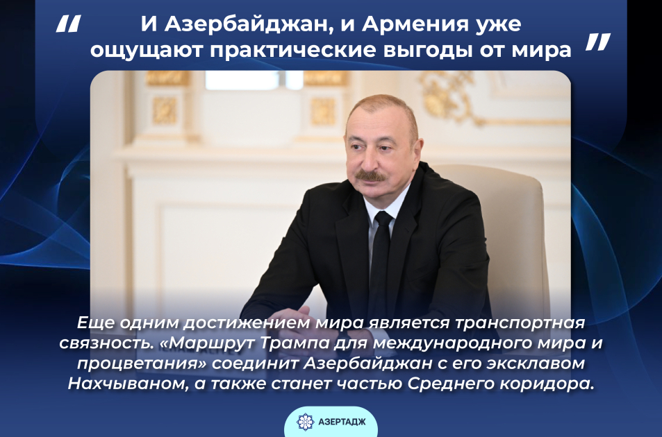 Президент Ильхам Алиев: И Азербайджан, и Армения уже ощущают практические выгоды от мира