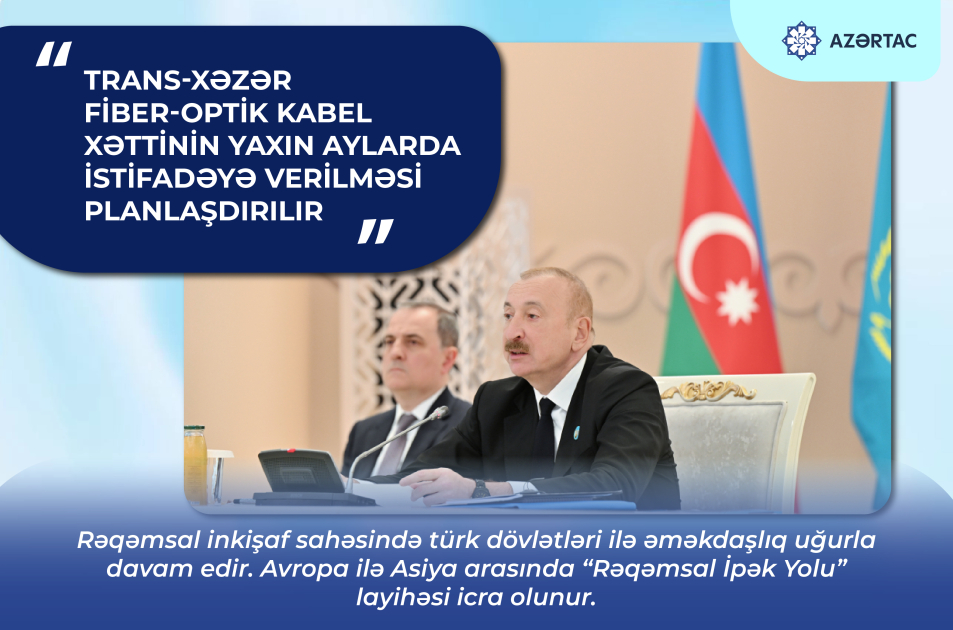Azərbaycan Prezidenti: Trans-Xəzər Fiber-Optik Kabel xəttinin yaxın aylarda istifadəyə verilməsi planlaşdırılır