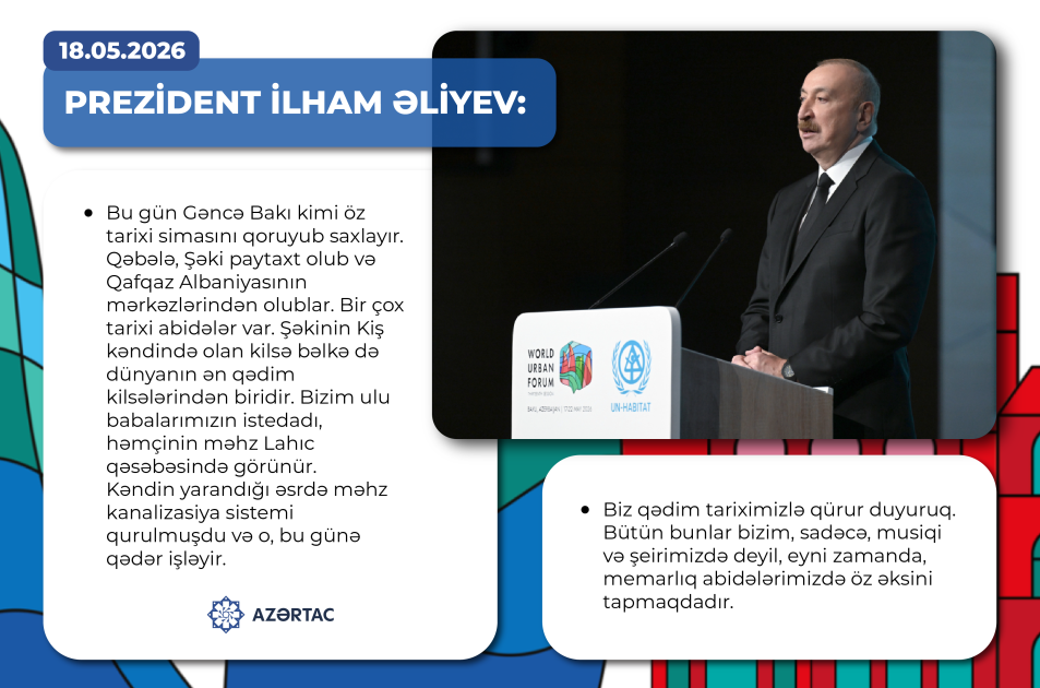 WUF13-ün açılış mərasimində Prezident İlham Əliyevin çıxışından sitatlar: