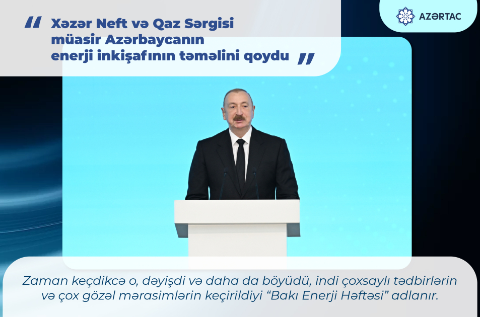 Prezident İlham Əliyev: Xəzər Neft və Qaz Sərgisi müasir Azərbaycanın enerji inkişafının təməlini qoydu