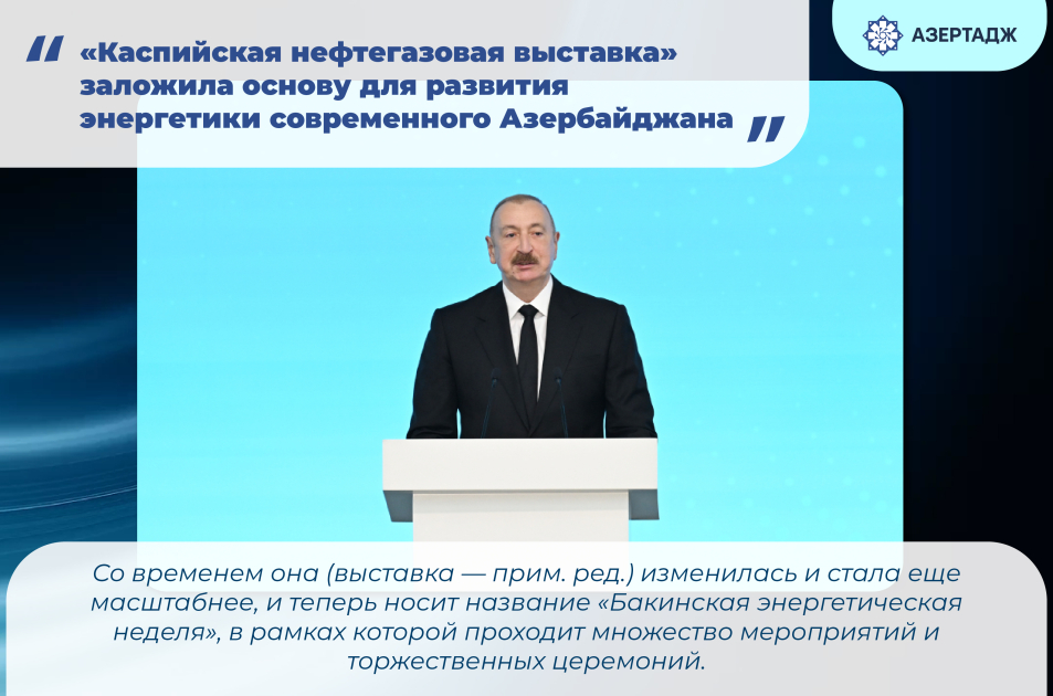 Президент Ильхам Алиев: «Каспийская нефтегазовая выставка» заложила основу для развития энергетики современного Азербайджана