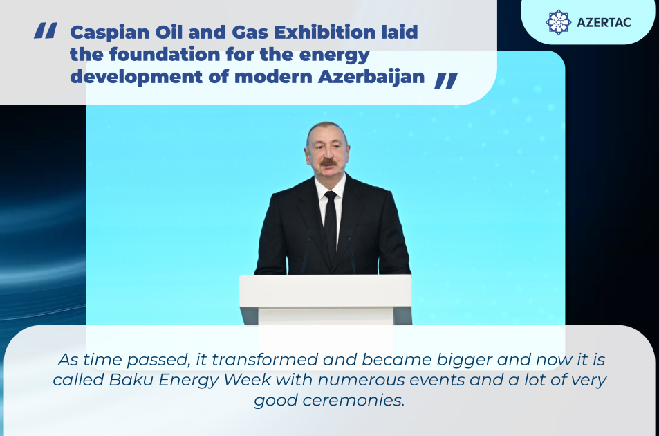 President Ilham Aliyev: Caspian Oil and Gas Exhibition laid the foundation for the energy development of modern Azerbaijan