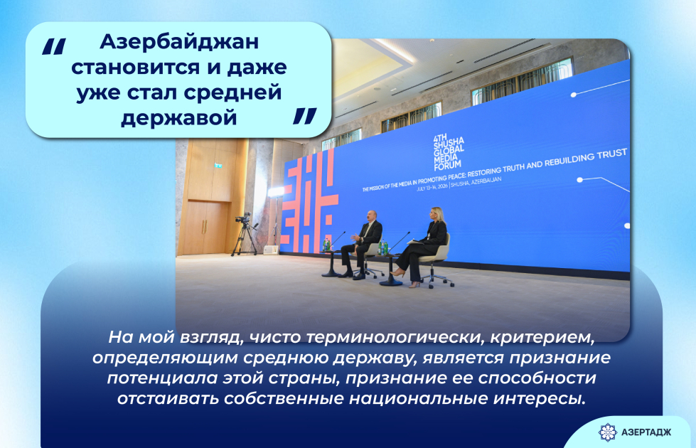 Президент Ильхам Алиев: Азербайджан становится и даже уже стал средней державой