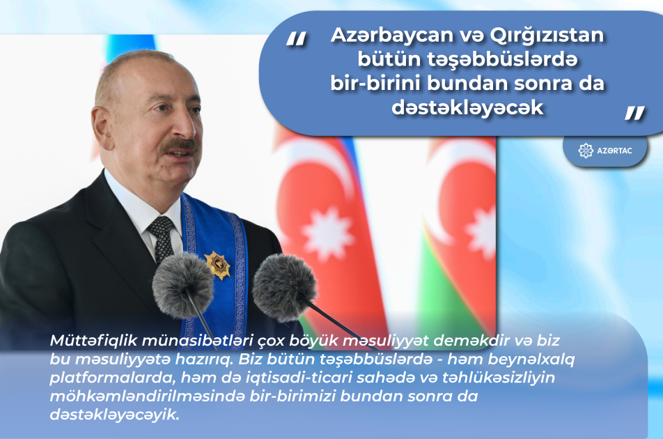Prezident İlham Əliyev: Azərbaycan və Qırğızıstan bütün təşəbbüslərdə bir-birini bundan sonra da dəstəkləyəcək