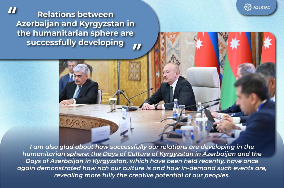 President Ilham Aliyev: Relations between Azerbaijan and Kyrgyzstan in the humanitarian sphere are successfully developing