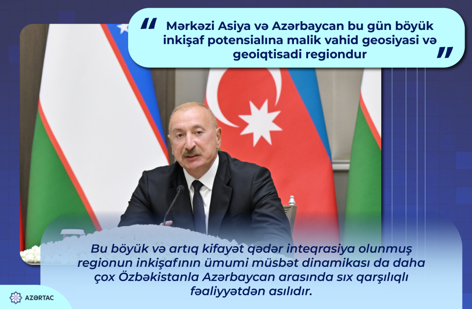 Prezident: Mərkəzi Asiya və Azərbaycan bu gün böyük inkişaf potensialına malik vahid geosiyasi və geoiqtisadi regiondur