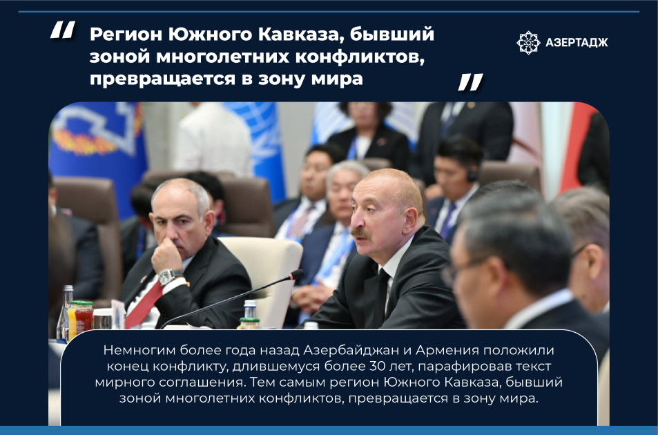 Президент Азербайджана: Регион Южного Кавказа, бывший зоной многолетних конфликтов, превращается в зону мира