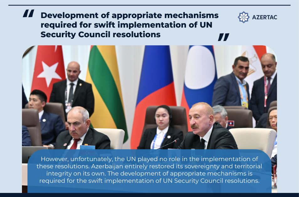 President: Development of appropriate mechanisms required for swift implementation of UN Security Council resolutions