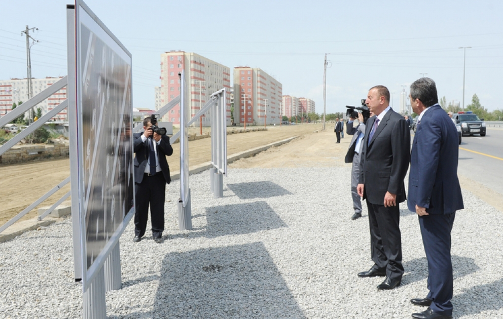 Le président azerbaïdjanais Ilham Aliyev a visité le chantier du parc qui sera aménagé dans le bourg de Sahil de l’arrondissement de Garadagh