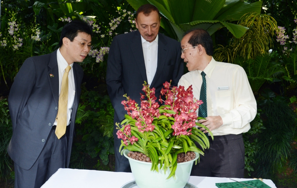 Le président M. Ilham Aliyev a visité le Jardin National des orchidées de Singapour