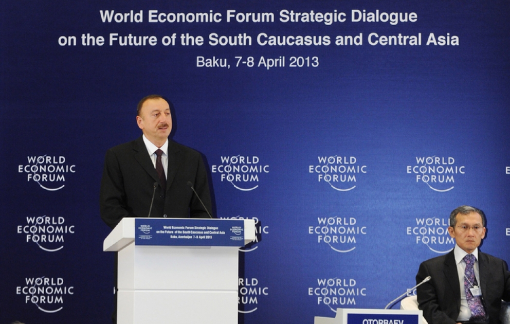 Le Forum économique mondial portant «Le dialogue stratégique sur l’avenir du Caucase du Sud et de l’Asie centrale» entame son travail à BakouLe président Ilham Aliyev a assisté à l’ouverture du Forum VIDEO