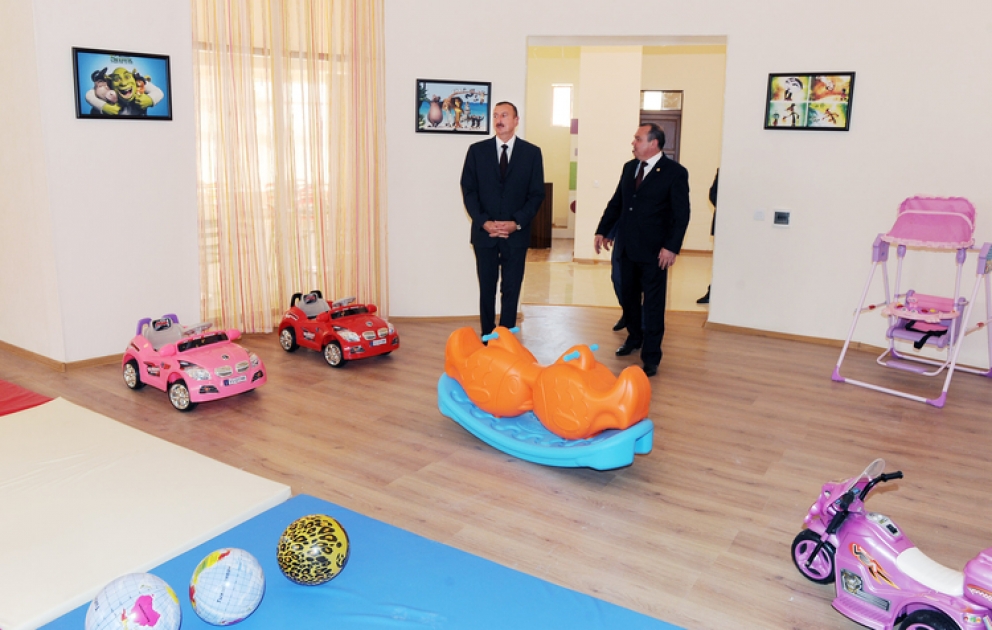 President Ilham Aliyev attends opening of children`s entertainment center in Gazakh VİDEO
