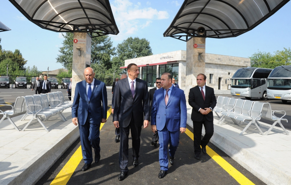 President Ilham Aliyev opens Ismayilli city bus station VİDEO