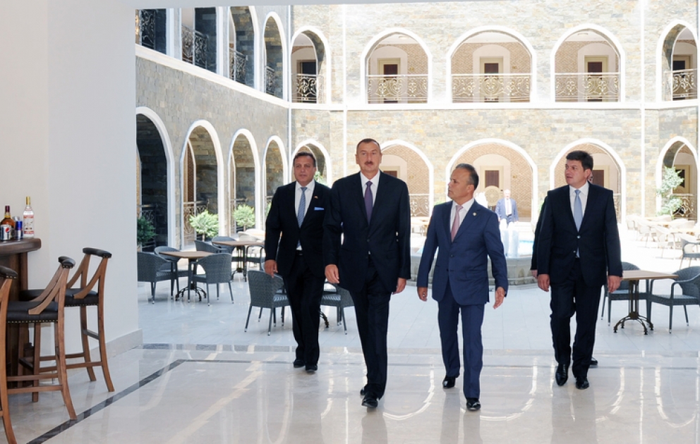 Azerbaijani President inaugurates Qafqaz Karvansaray hotel complex in Gabala VİDEO