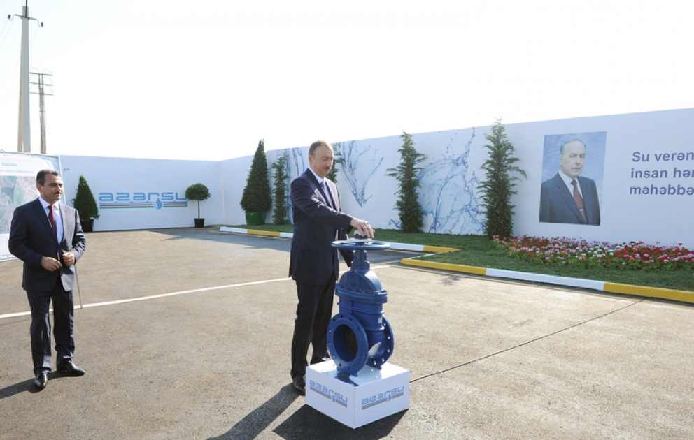 Le président Ilham Aliyev a participé à la cérémonie de l’approvisionnement en eau potable de la ville de Chirvan VİDEO
