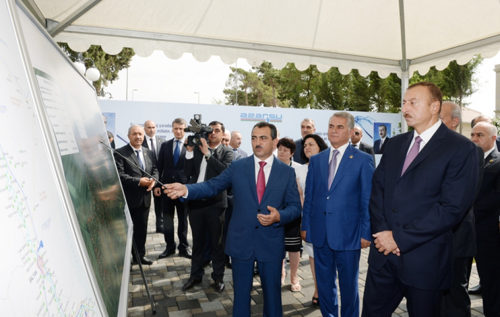 President Ilham Aliyev attends ceremony to pump drinking water to Bilasuvar VİDEO