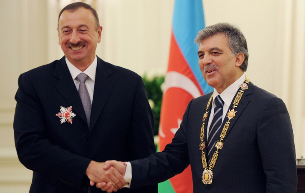 Ceremony to award Presidents of Azerbaijan and Turkey held at Cankaya Kosku VİDEO