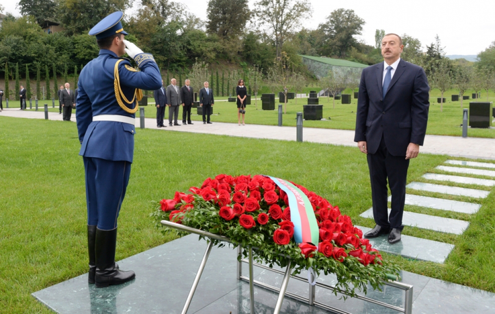 President Ilham Aliyev attends opening of Guba Genocide Memorial Complex VİDEO