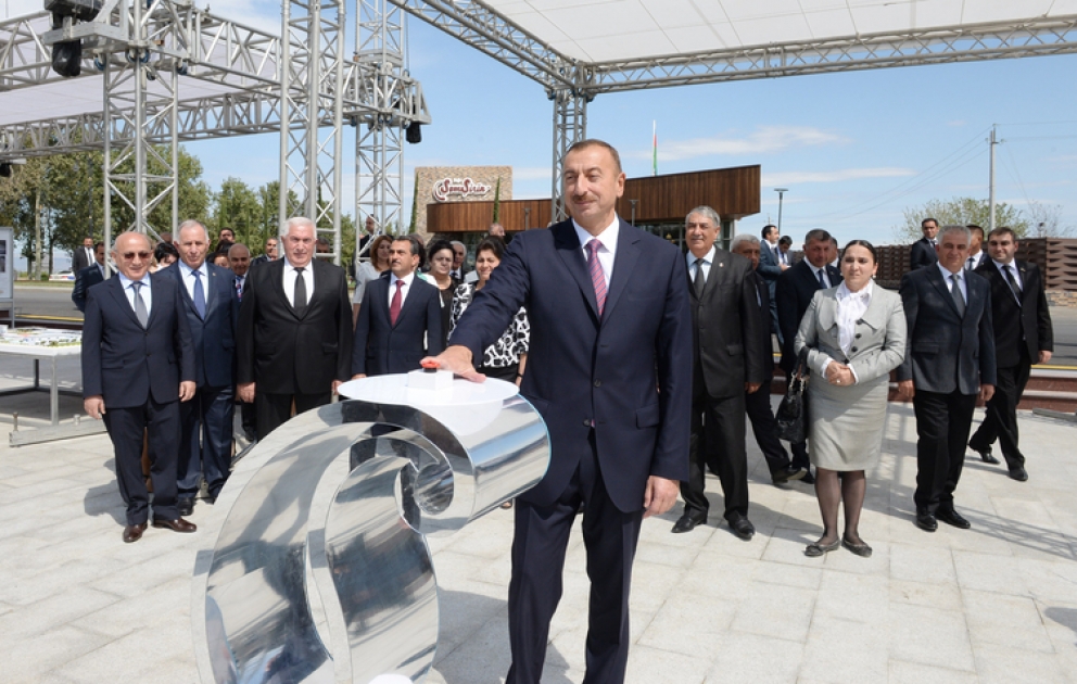 President Ilham Aliyev attends ceremony to start water supply to Shamkir VİDEO