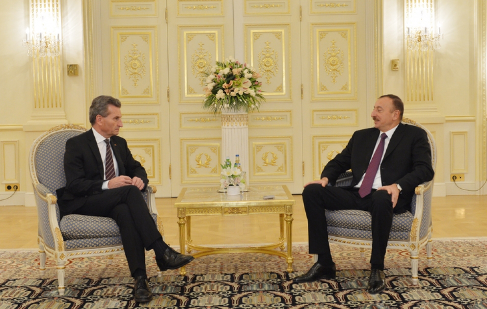 Le président azerbaïdjanais Ilham Aliyev a reçu le commissaire européen à l’Energie Günther Oettinger VIDEO