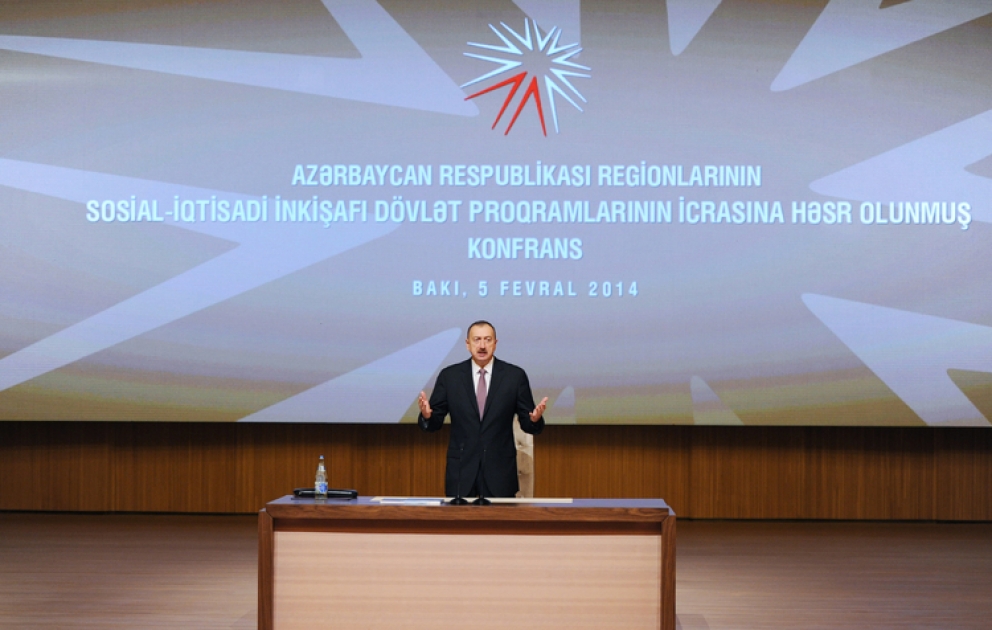 In Baku eine Konferenz gewidmet der Umsetzung von sozialökonomischen Entwicklungsprogrammen für Regionen stattgefundenPräsident Ilham Aliyev nahm an der Konferenz teil VIDEO