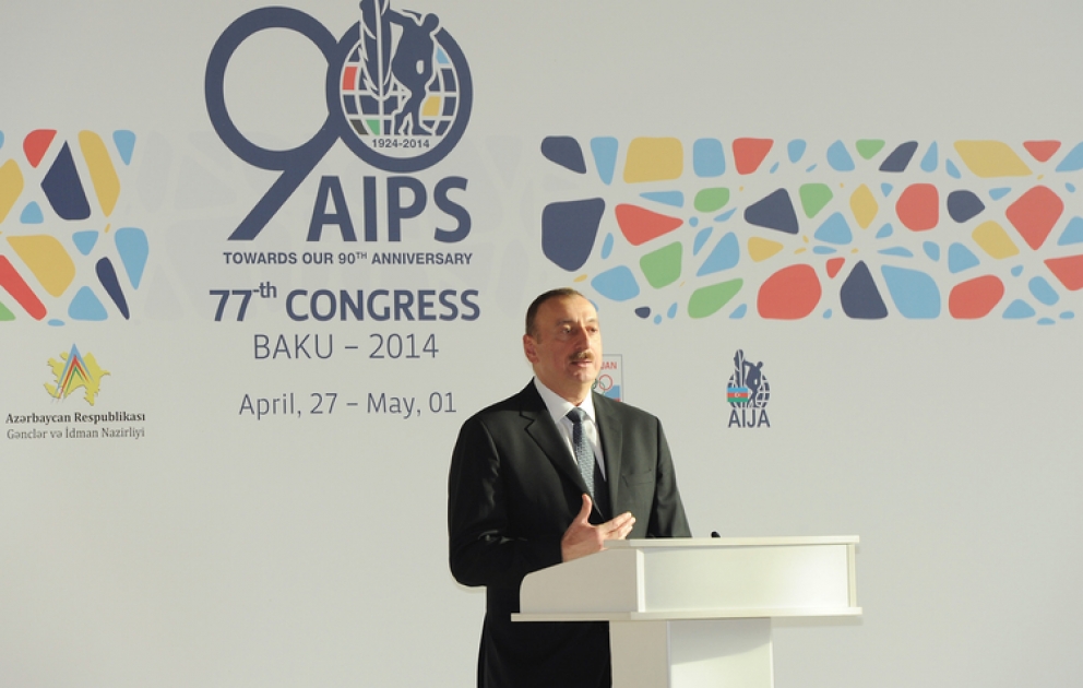 Bakou : Réception offerte en l’honneur des participants du 77e congrès de l’Association internationale de la presse sportive  Le président azerbaïdjanais Ilham Aliyev a participé à la cérémonie VIDEO