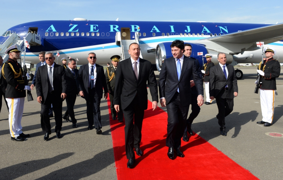 President Ilham Aliyev arrived in Georgia on a working visit VIDEO