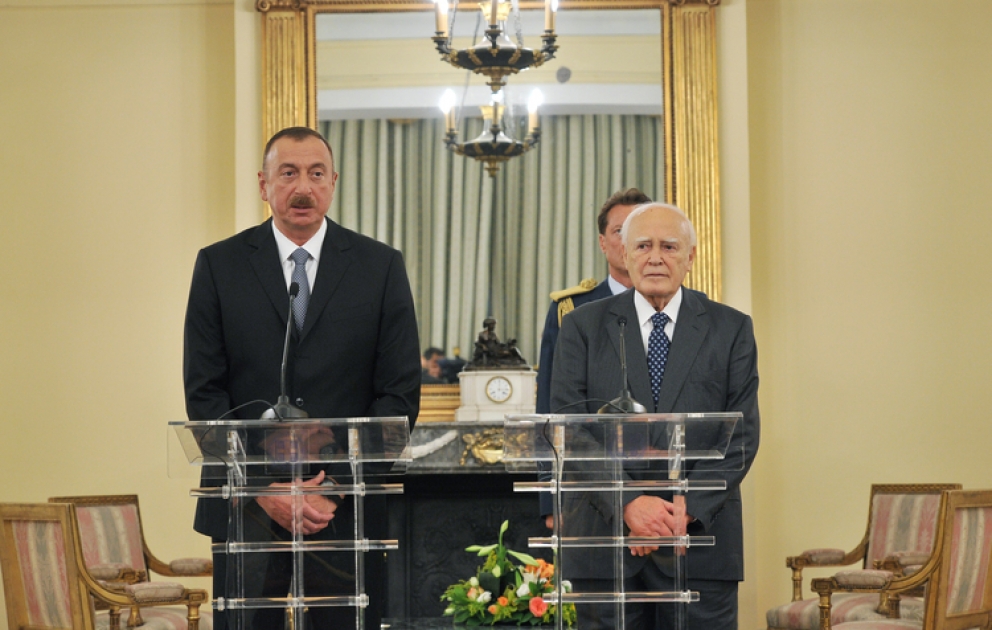 Presidents of Azerbaijan and Greece made statements for the press VIDEO