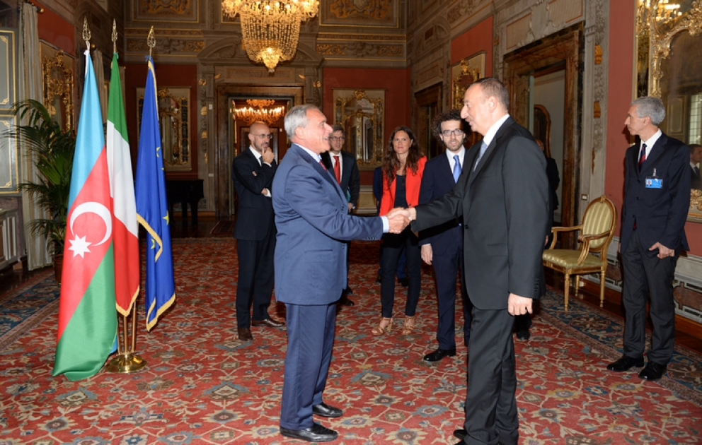 President Ilham Aliyev met with President of the Italian Senate Pietro Grasso in Rome VIDEO