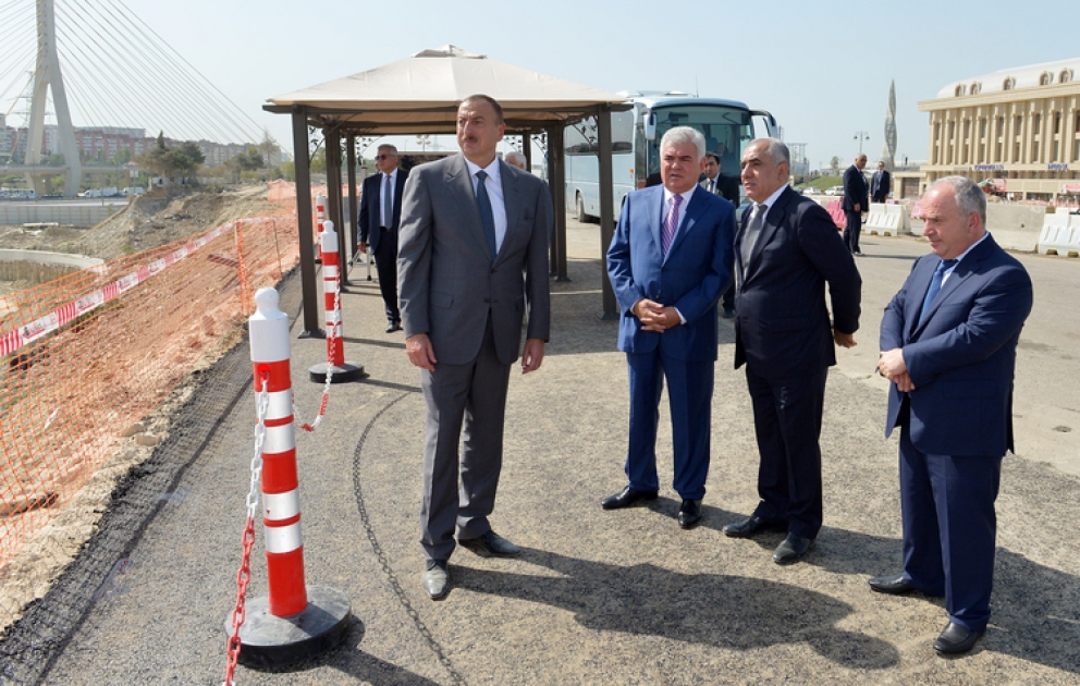 President Ilham Aliyev reviewed the progress of construction of the road-transport infrastructure around the Baku Olympic Stadium VIDEO