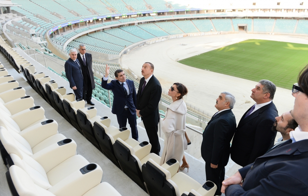 Prezident İlham Əliyev Bakı Olimpiya Stadionunda aparılan işlərin gedişi ilə tanış olub VİDEO