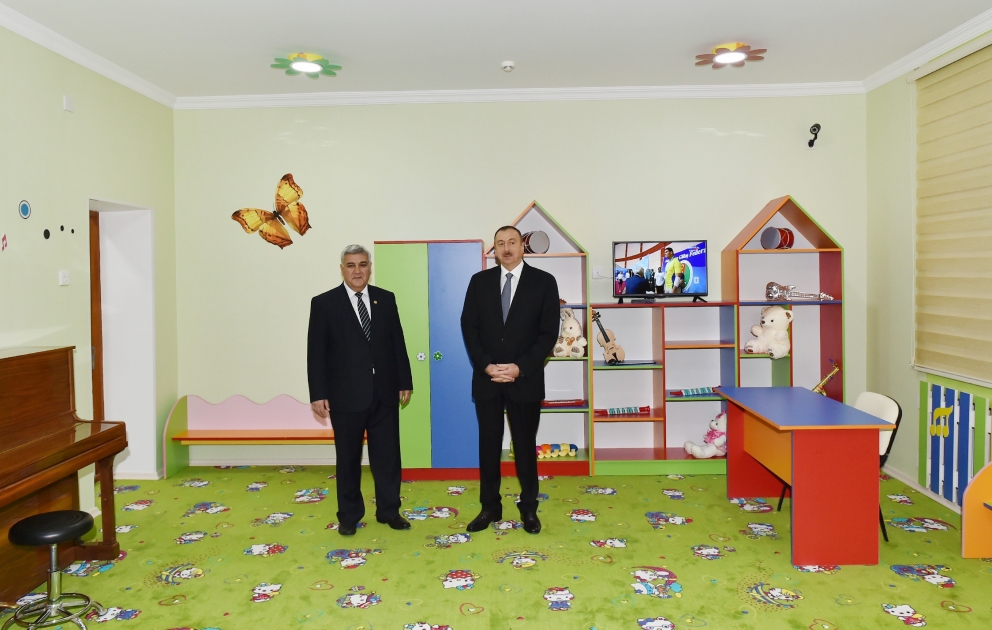 Heydər Əliyev Fondunun təşəbbüsü ilə Sabirabadda inşa edilən uşaq bağçasının açılışı olub VİDEO