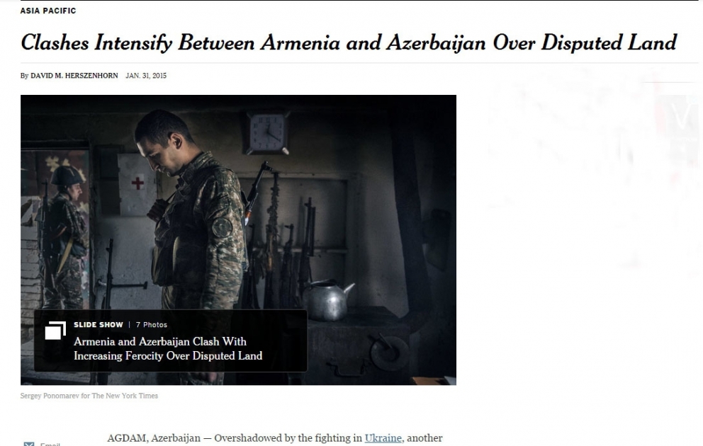 “The New York Times” qəzetində Ermənistan-Azərbaycan münaqişəsi haqqında məqalə dərc olunub VİDEO