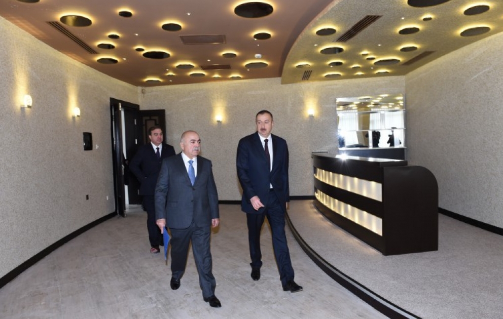 President Ilham Aliyev reviewed the progress of construction at Aghsaray hotel in Mingachevir VIDEO