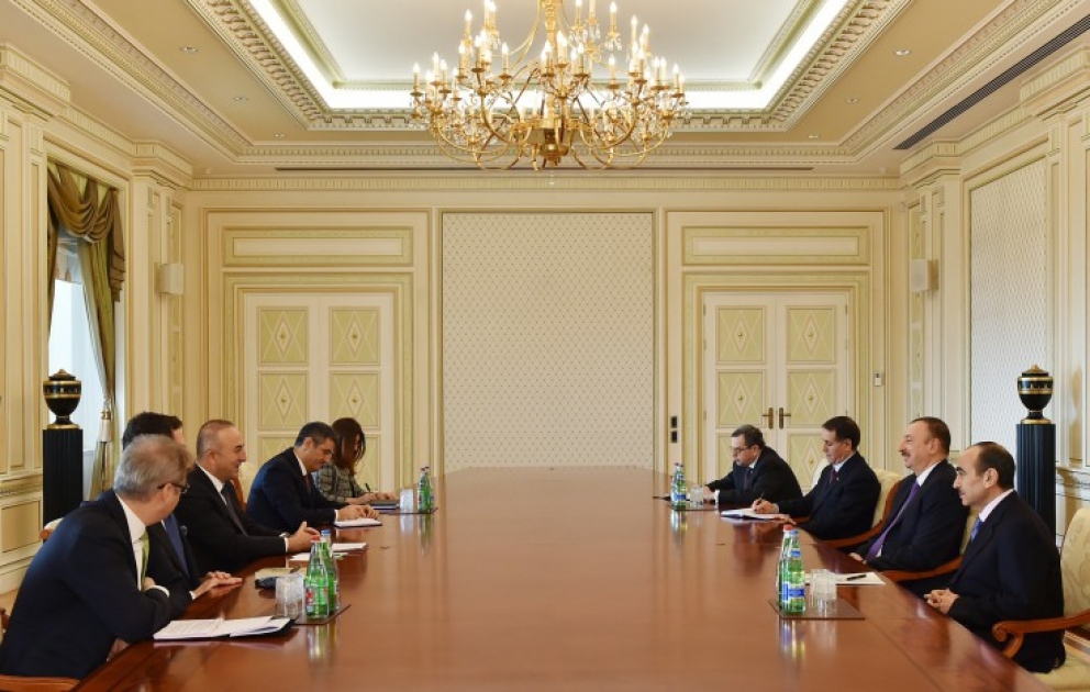 President Ilham Aliyev received a delegation led by the Foreign Minister of Turkey VIDEO