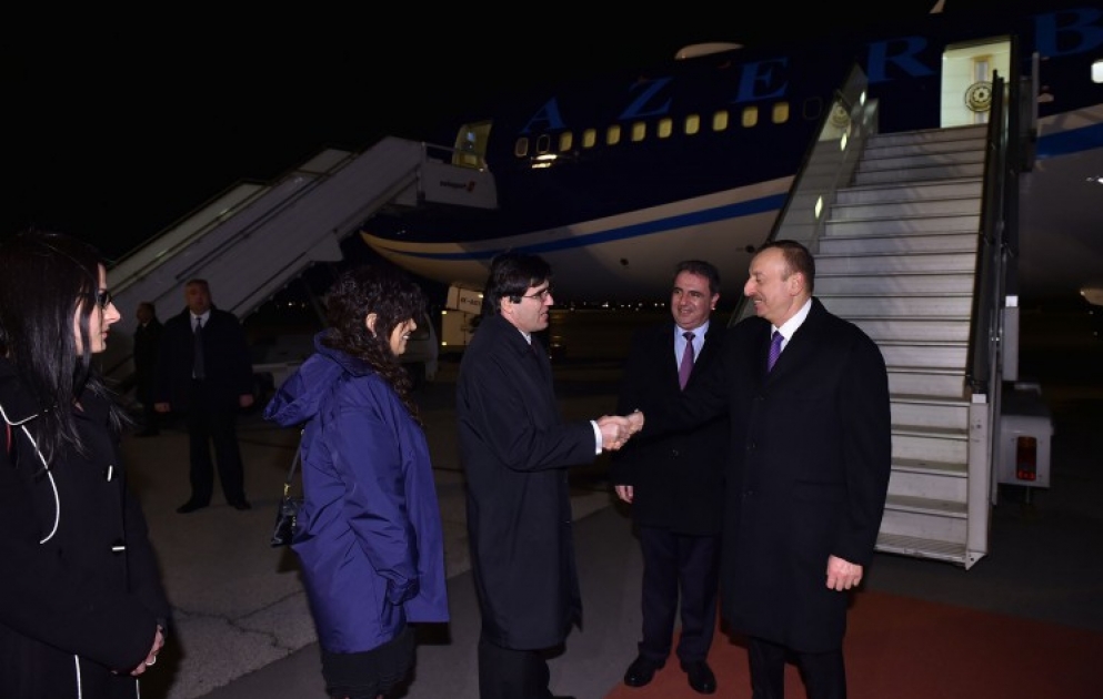 President Ilham Aliyev arrived in Bulgaria on an official visit VIDEO