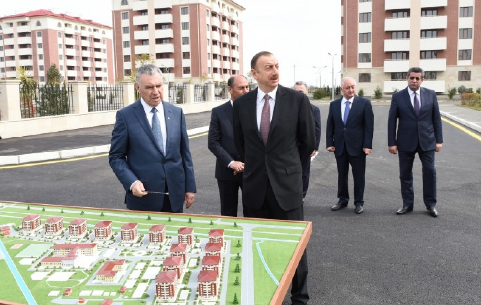 President Ilham Aliyev reviewed a newly-built residential complex for 588 IDP families in Barda VIDEO