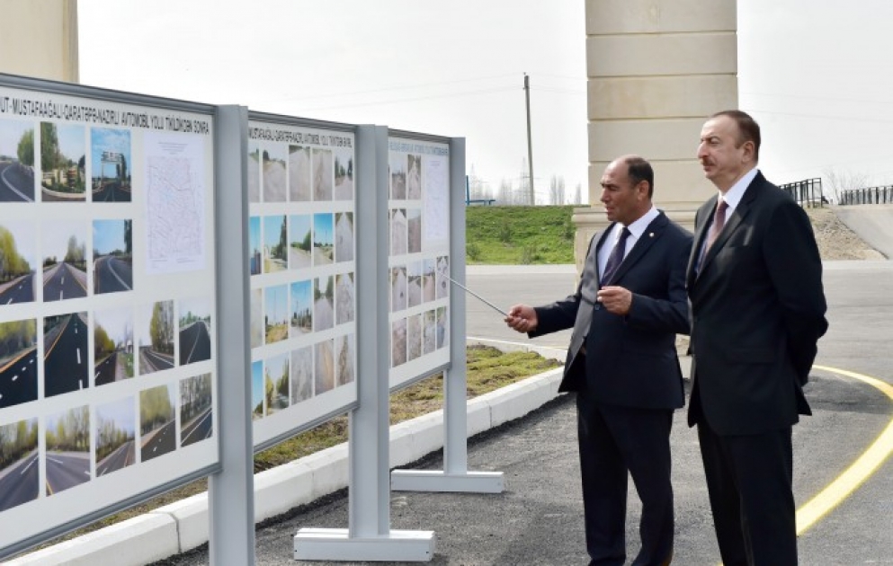President Ilham Aliyev attended the opening of Mollaisalar-Valiushaghı-Mollaahmadli-Sarkarlar highway VIDEO