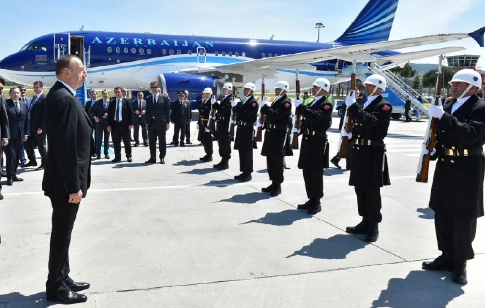 President Ilham Aliyev arrived in Turkey on a working visit VIDEO