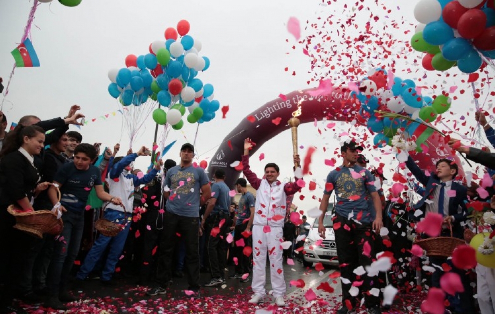 Journey of Baku 2015 Flame arrives in Barda VIDEO